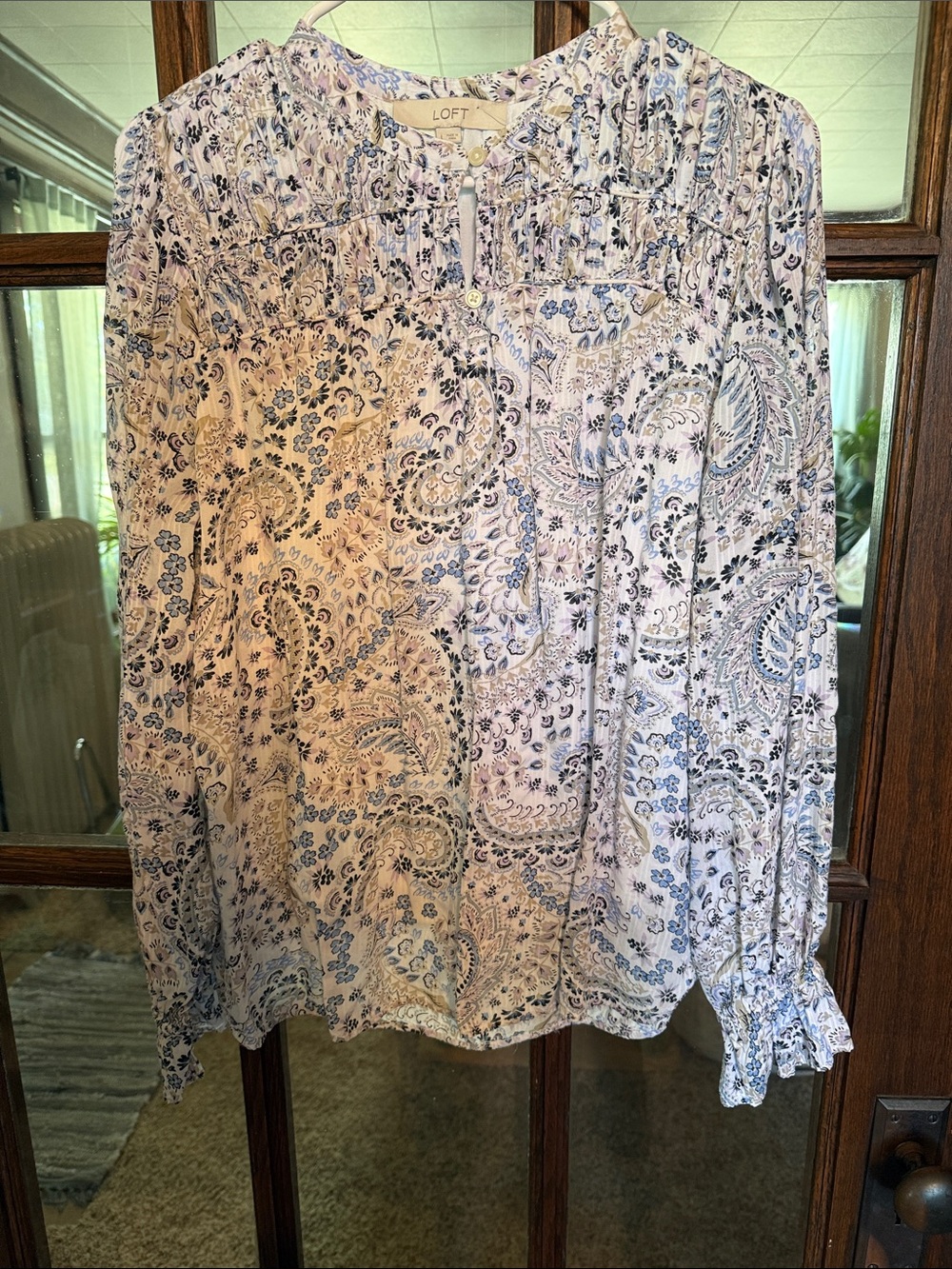 LOFT Paisley Print Skirt — Light Blue and White